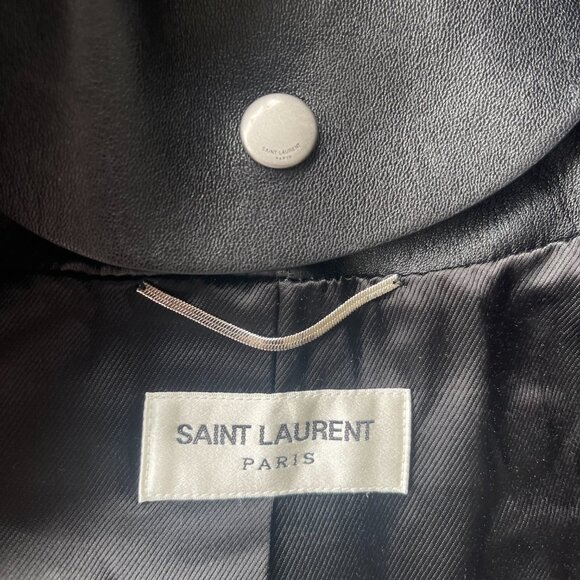 Saint Laurent Paris lambskin denim jacket with removable wool collar - Picture 2 of 4
